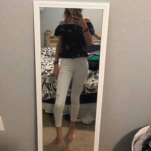 Flowery off the shoulder top